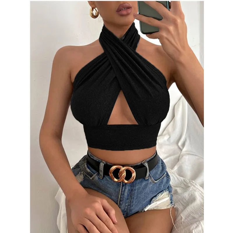 Cross Halter Neck Top
