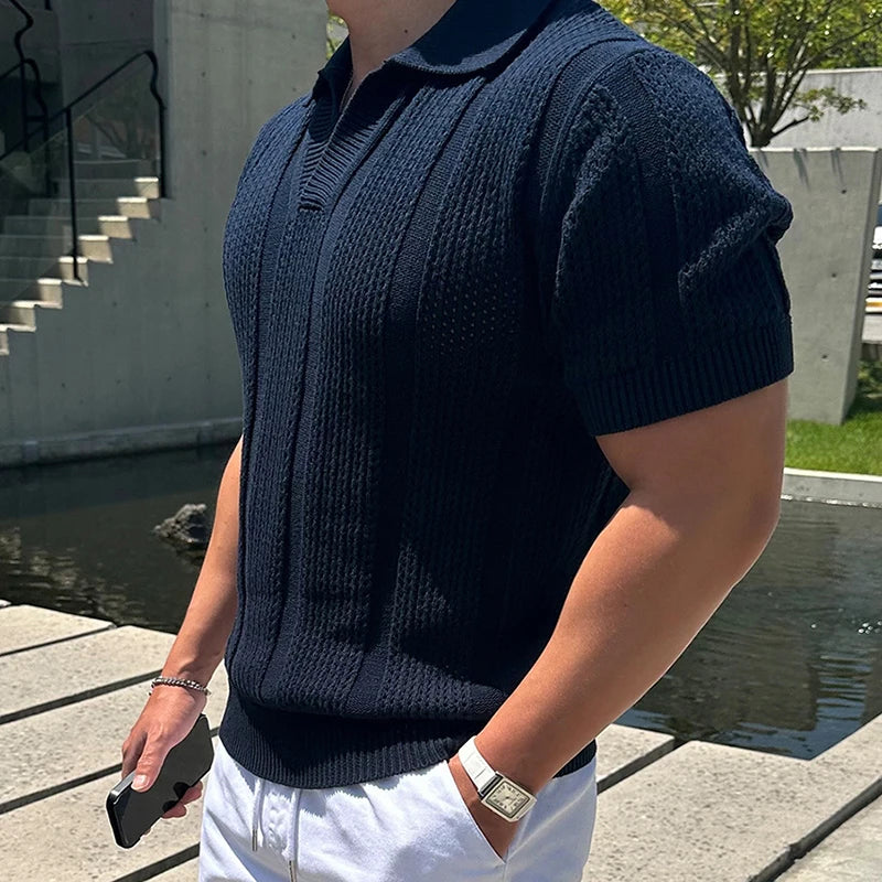Navy Blue V-Neck Top