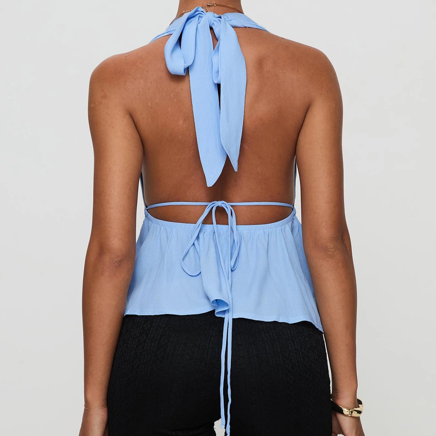 Blue Halter Neck Top