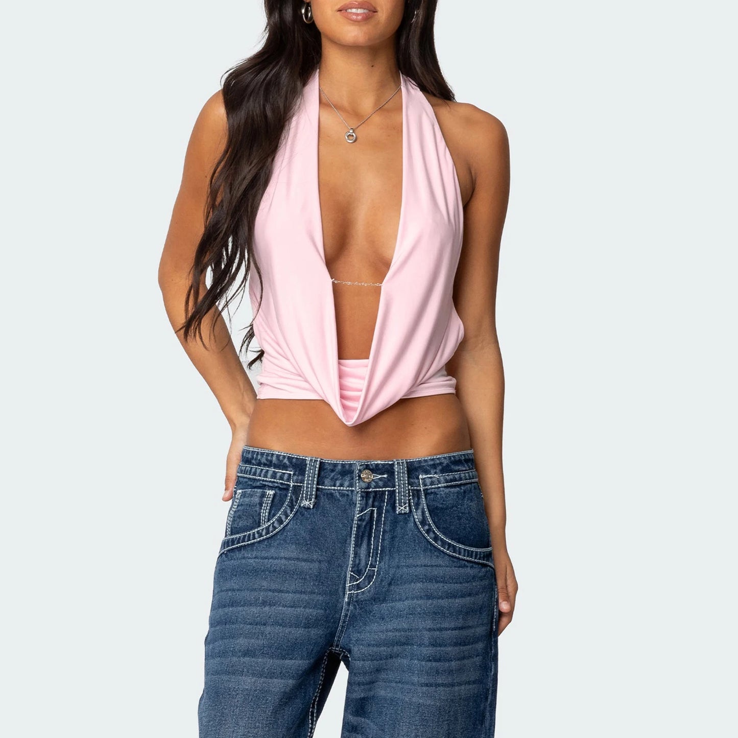 Backless Halter Neck Top