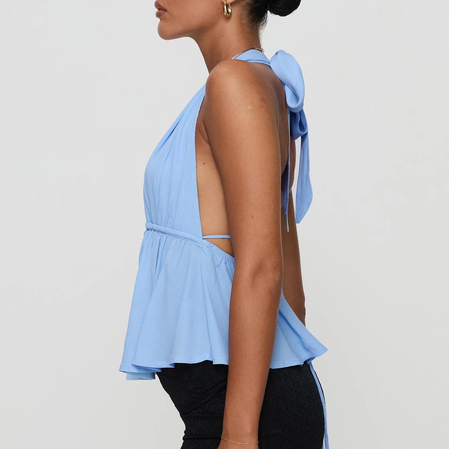 Blue Halter Neck Top