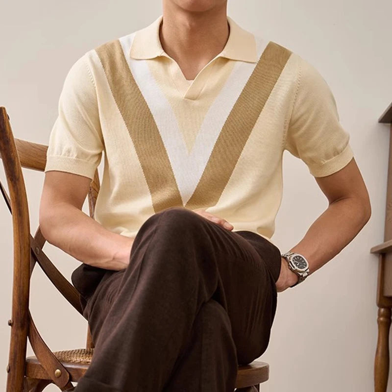 Contrast Striped Polo