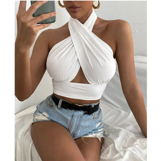 Cross Halter Neck Top