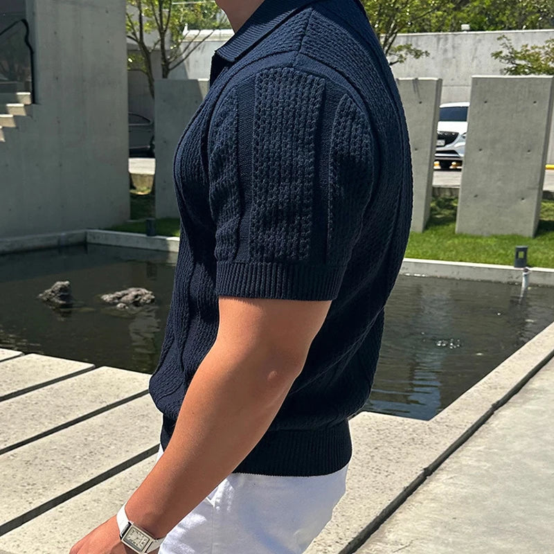 Navy Blue V-Neck Top