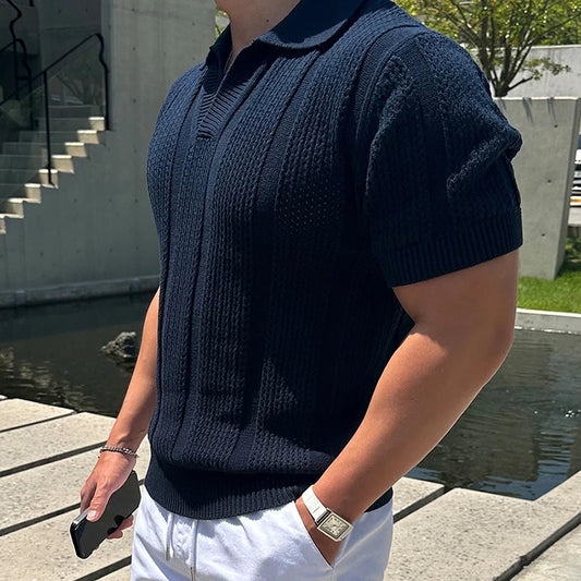 Navy Blue V-Neck Top