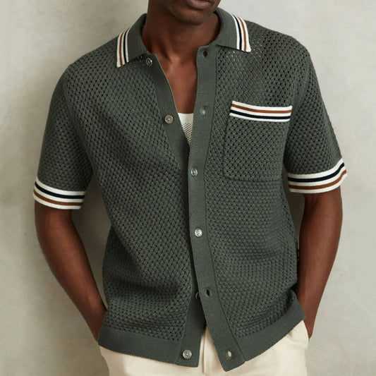 Hollow Knit Men's Cardigan