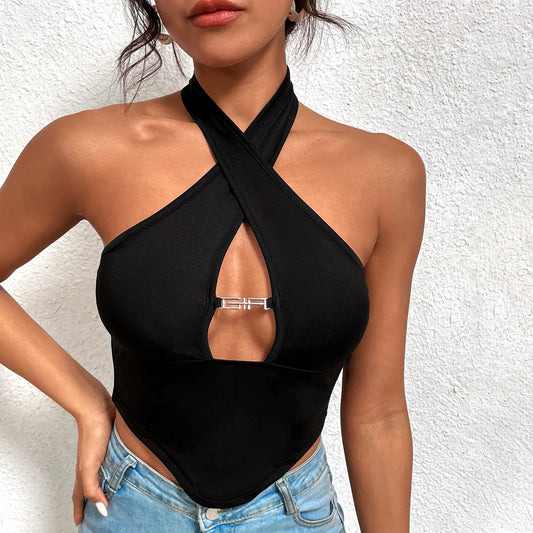 Cross Halter Neck Top
