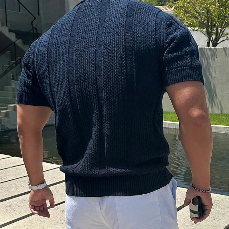 Navy Blue V-Neck Top